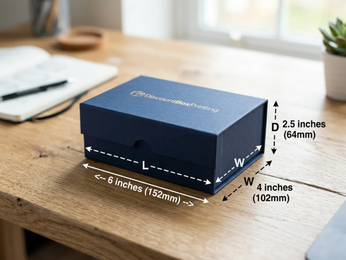 Rigid box dimensions chart for luxury product packaging