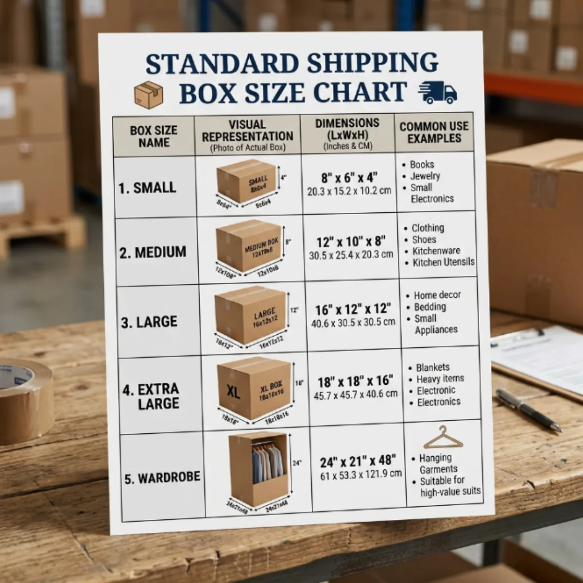 Complete Shipping Box Size Chart for Safe Deliveries