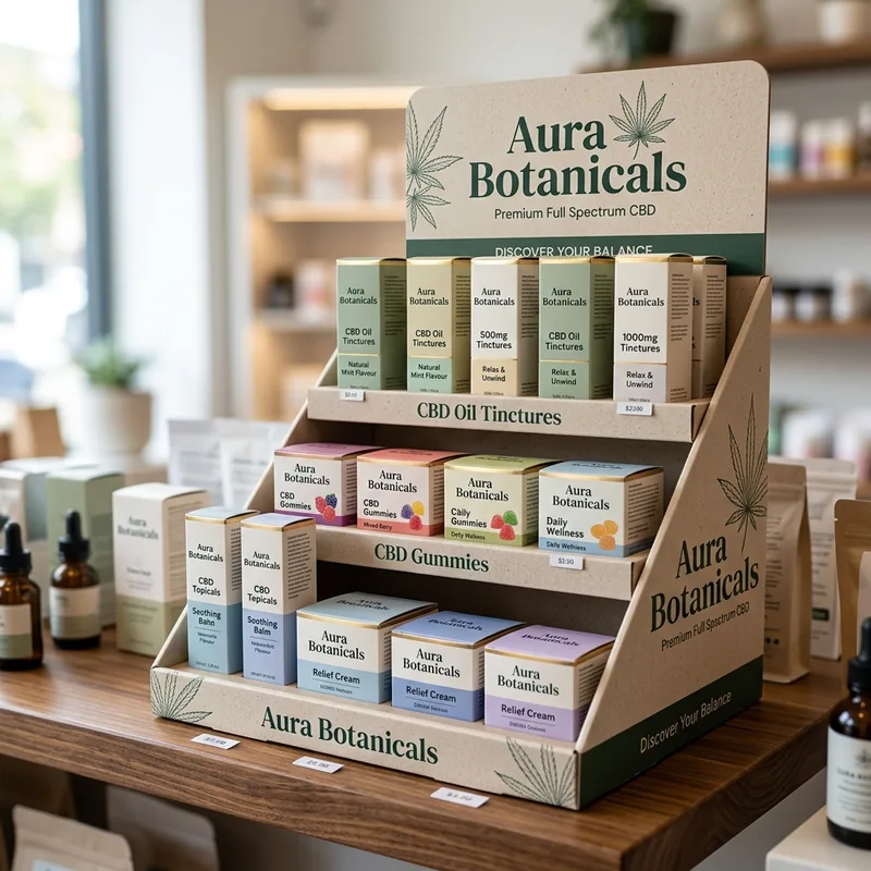 Custom CBD boxes printed with brand artwork and compliance panels