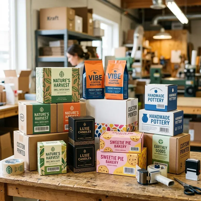 Custom printed retail boxes on a shelf