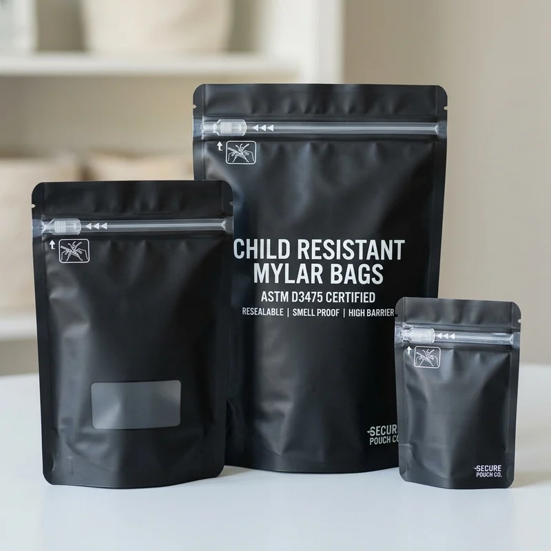 Custom child-resistant mylar bags for cannabis flower