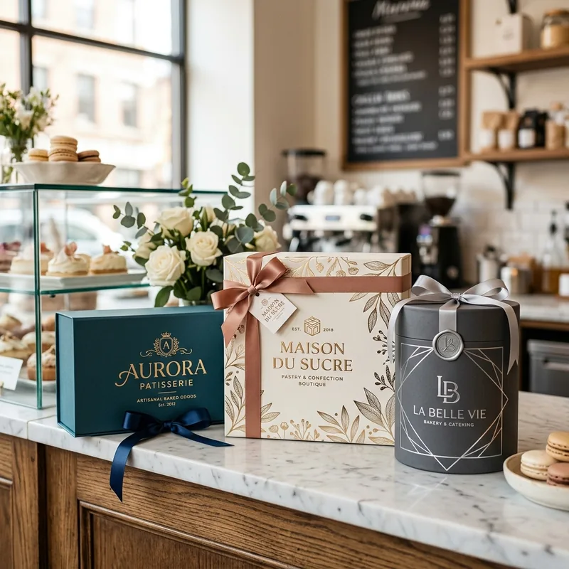 Custom luxury bakery box with clean, tempting design