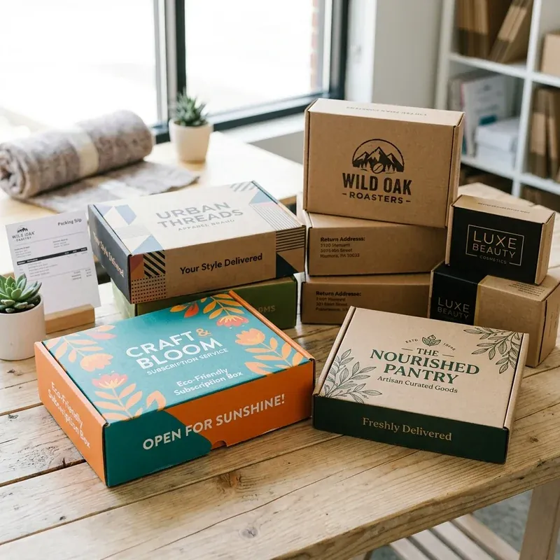 Custom printed mailer boxes branded for an e-commerce shipment