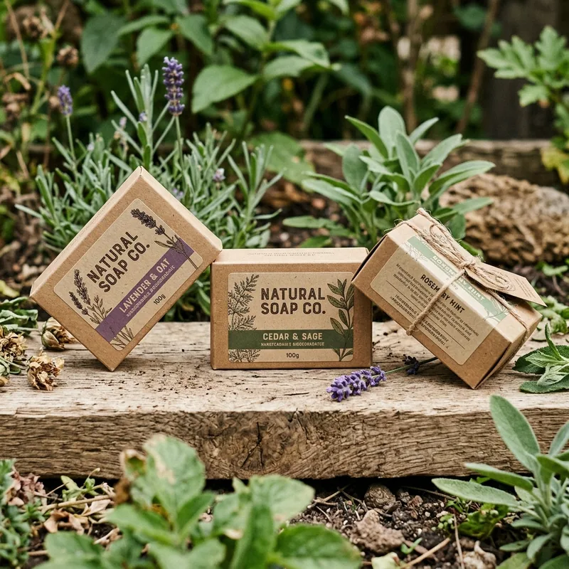 Recyclable eco-friendly soap boxes with soy-ink print