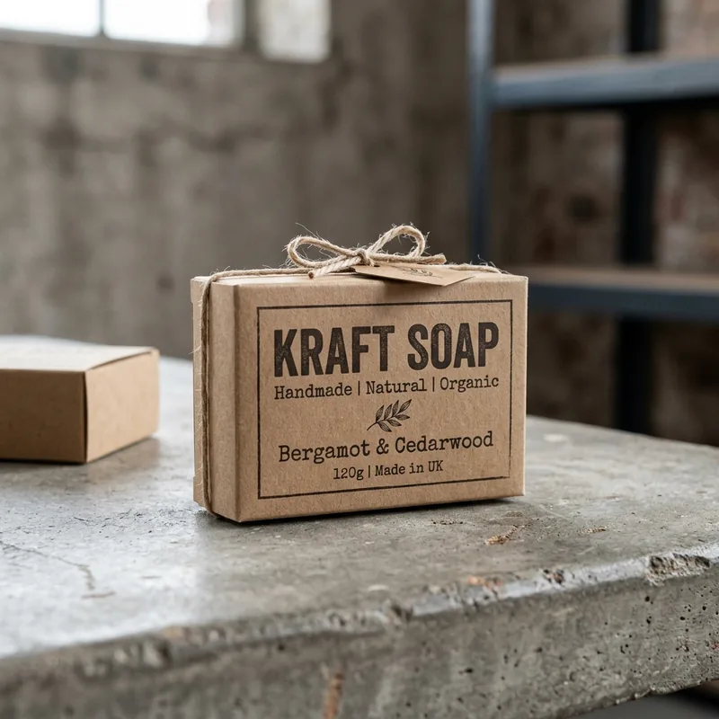 Custom kraft soap boxes printed with brand artwork