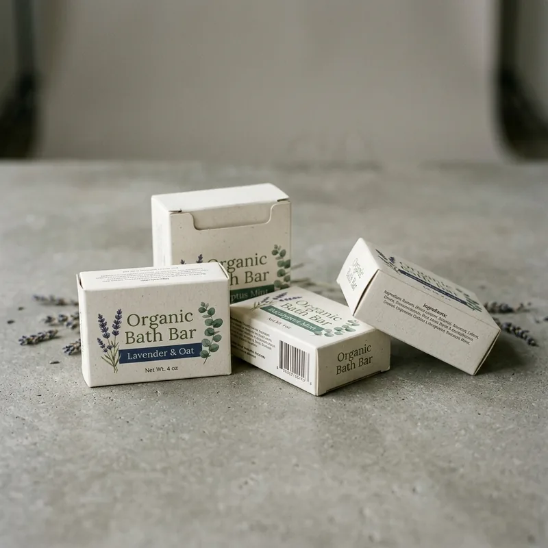 Custom tuck end boxes in several sizes showing length, width and height
