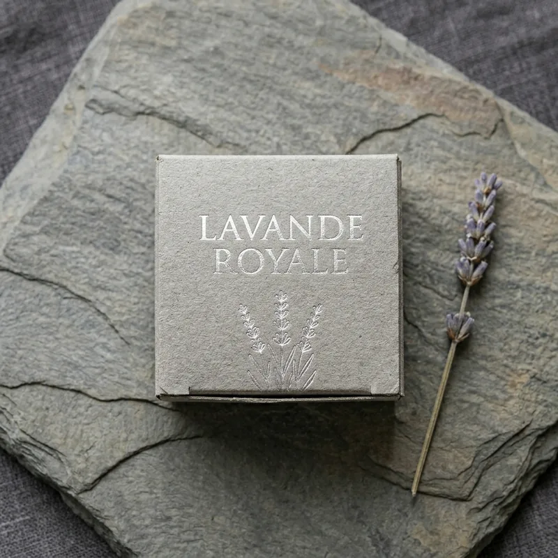 Premium soap presentation with foil and clean type