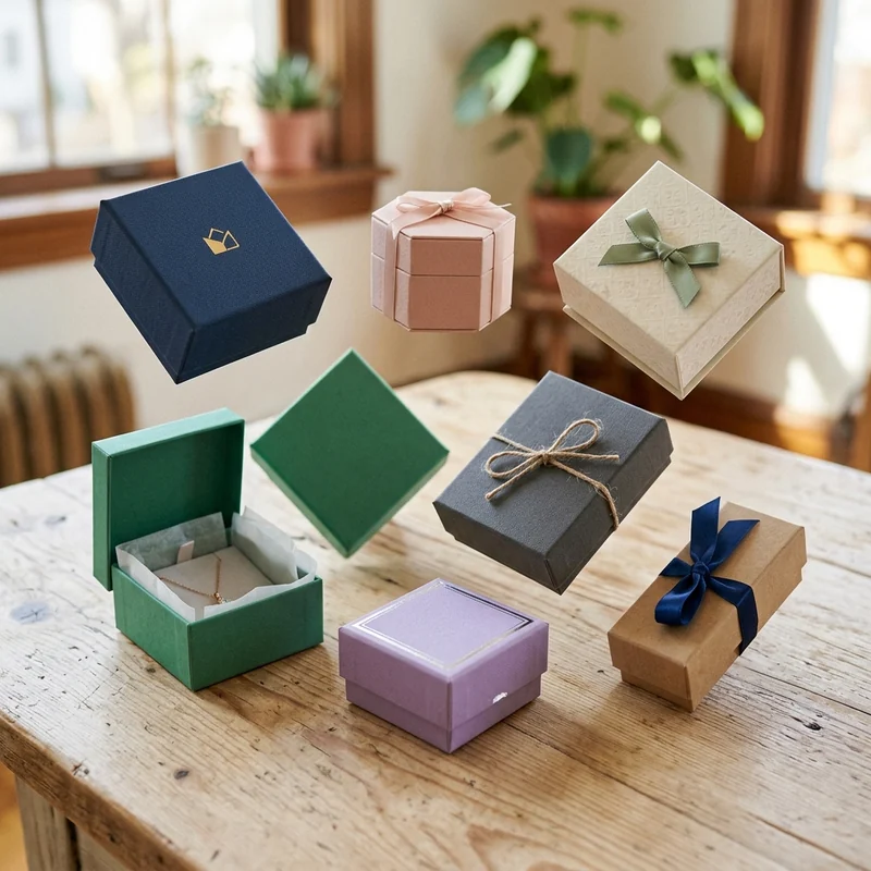 Rigid gift boxes with premium wrap and ribbon